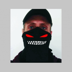 Skull Smile čierna univerzálna elastická multifunkčná šatka vhodná na prekritie úst a nosa aj na turistiku pre chladenie krku v horúcom počasí